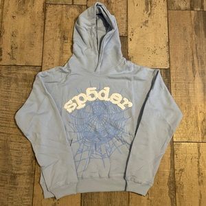Sp5der Web Sky Blue Hoodie Sweatshirt | Spider Worldwide